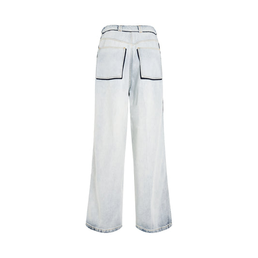 Japanese Denim Baggy Jeans in Icy Slip