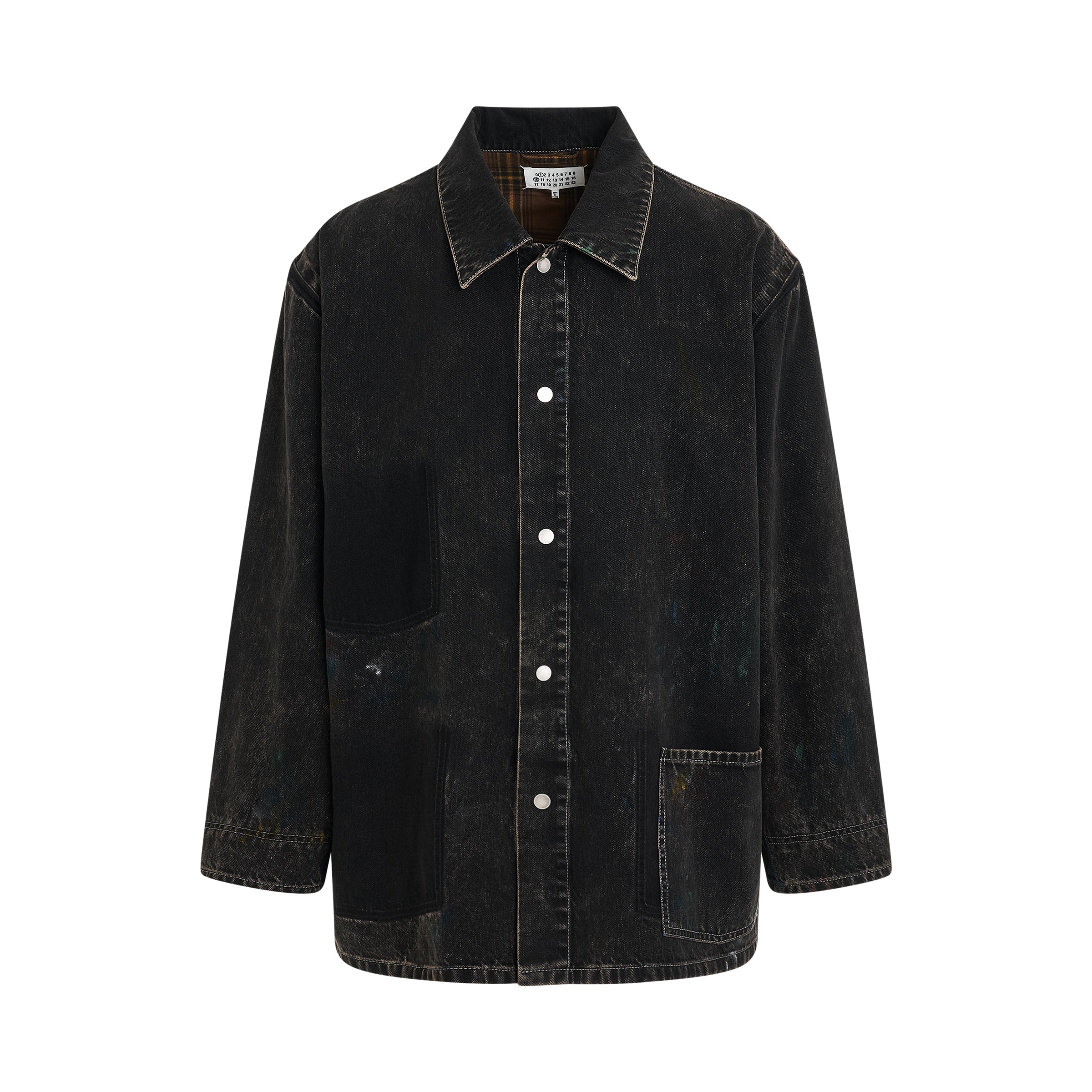 Oversize Paint Denim Jacket in Black