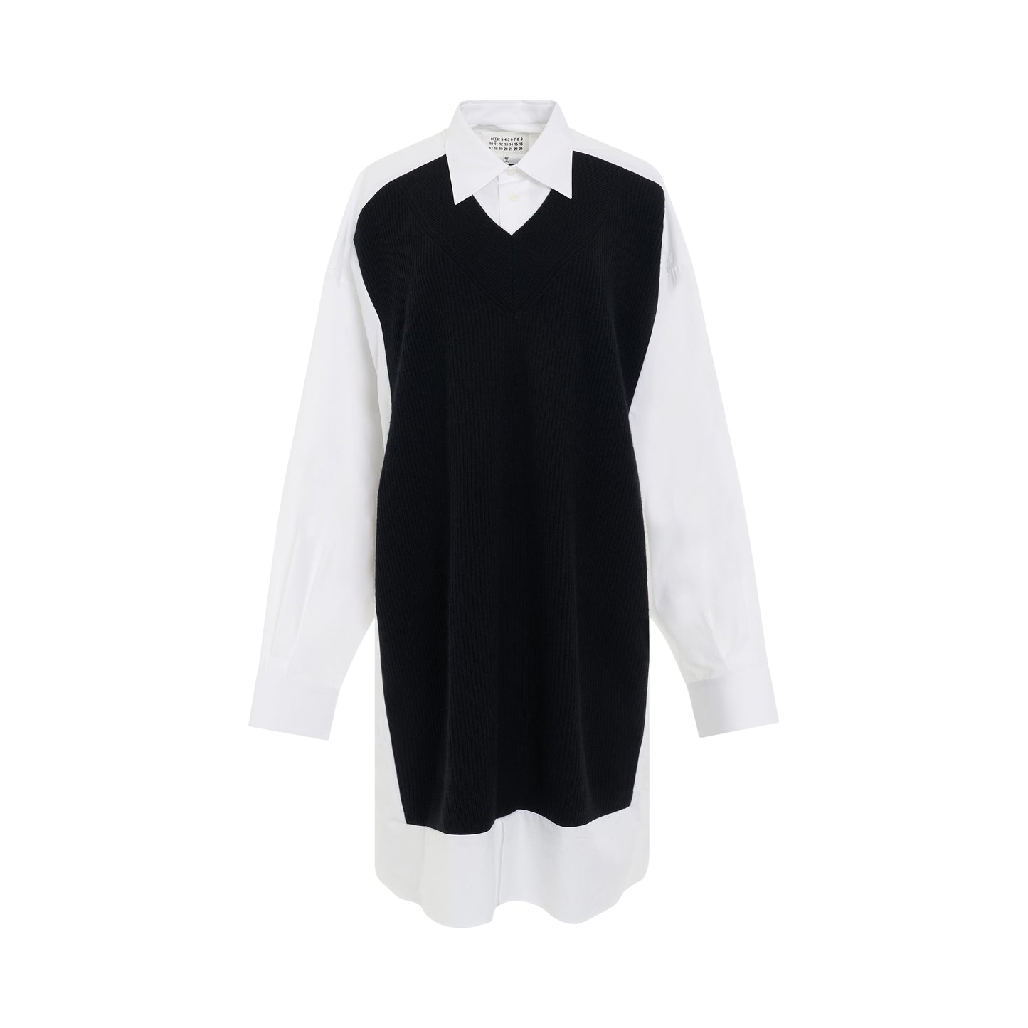 Oversize Panelled Shirt in White/Black