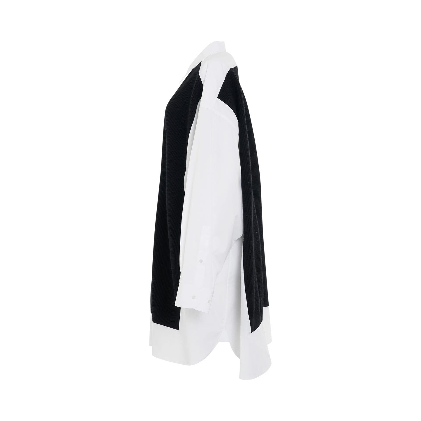 Oversize Panelled Shirt in White/Black