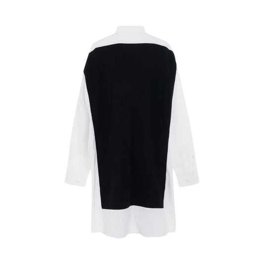 Oversize Panelled Shirt in White/Black