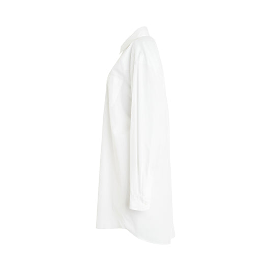 Long Sleeve Cotton Poplin Shirt in White