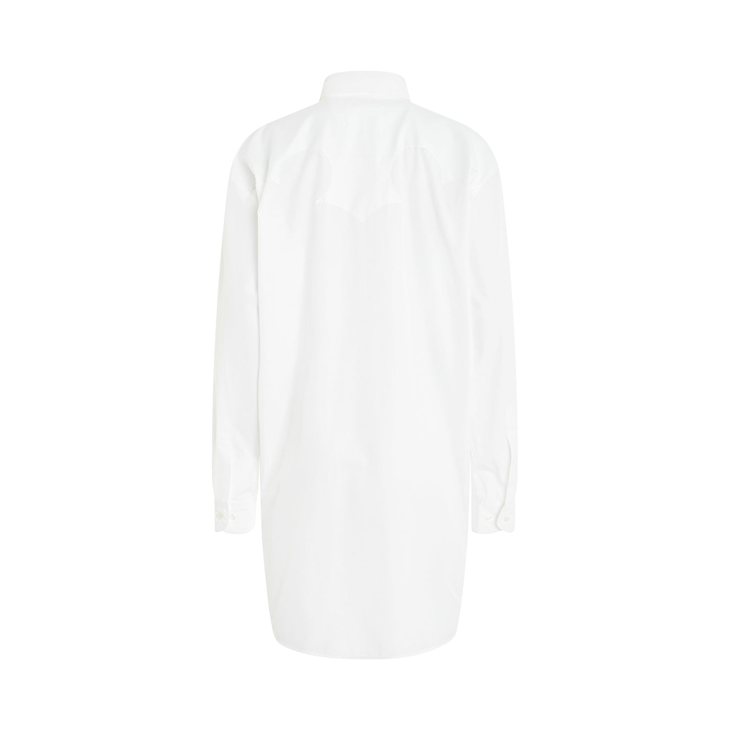 Long Sleeve Cotton Poplin Shirt in White