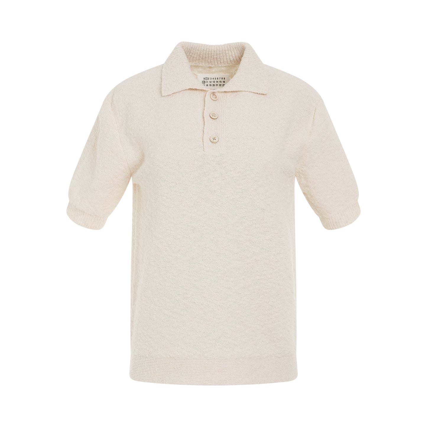 Nostalgic Boucle Knit Polo Shirt in Off White