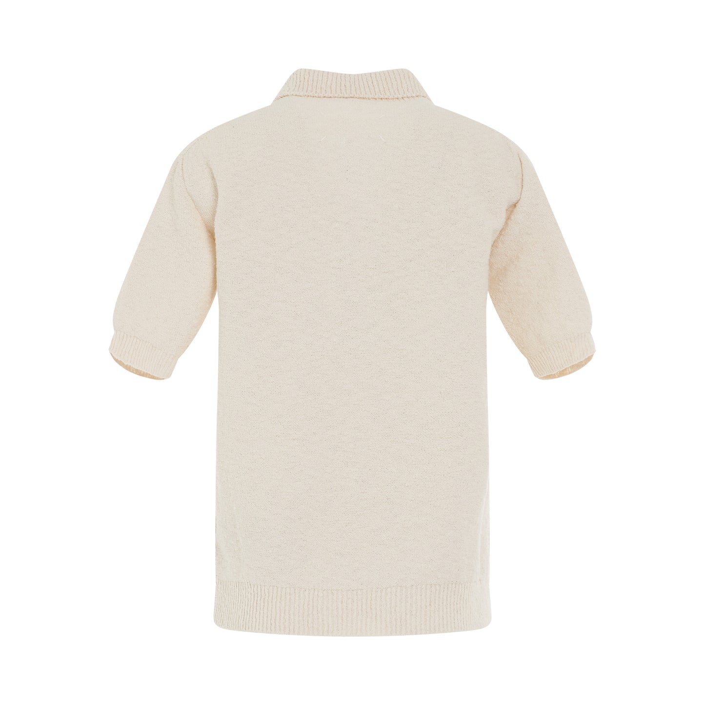 Nostalgic Boucle Knit Polo Shirt in Off White