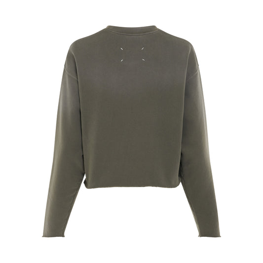 Memory Logo Cropped Sweatshirt in Olive