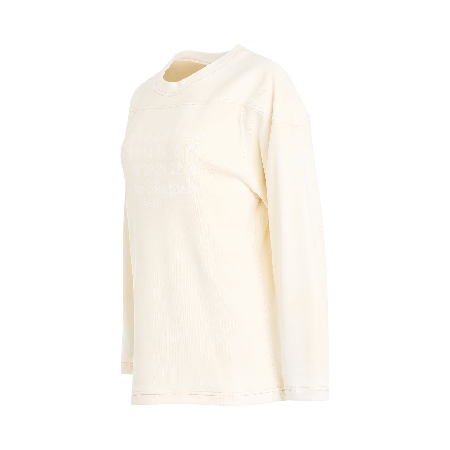 Rib Cotton Logo Sweatshirt in Off White