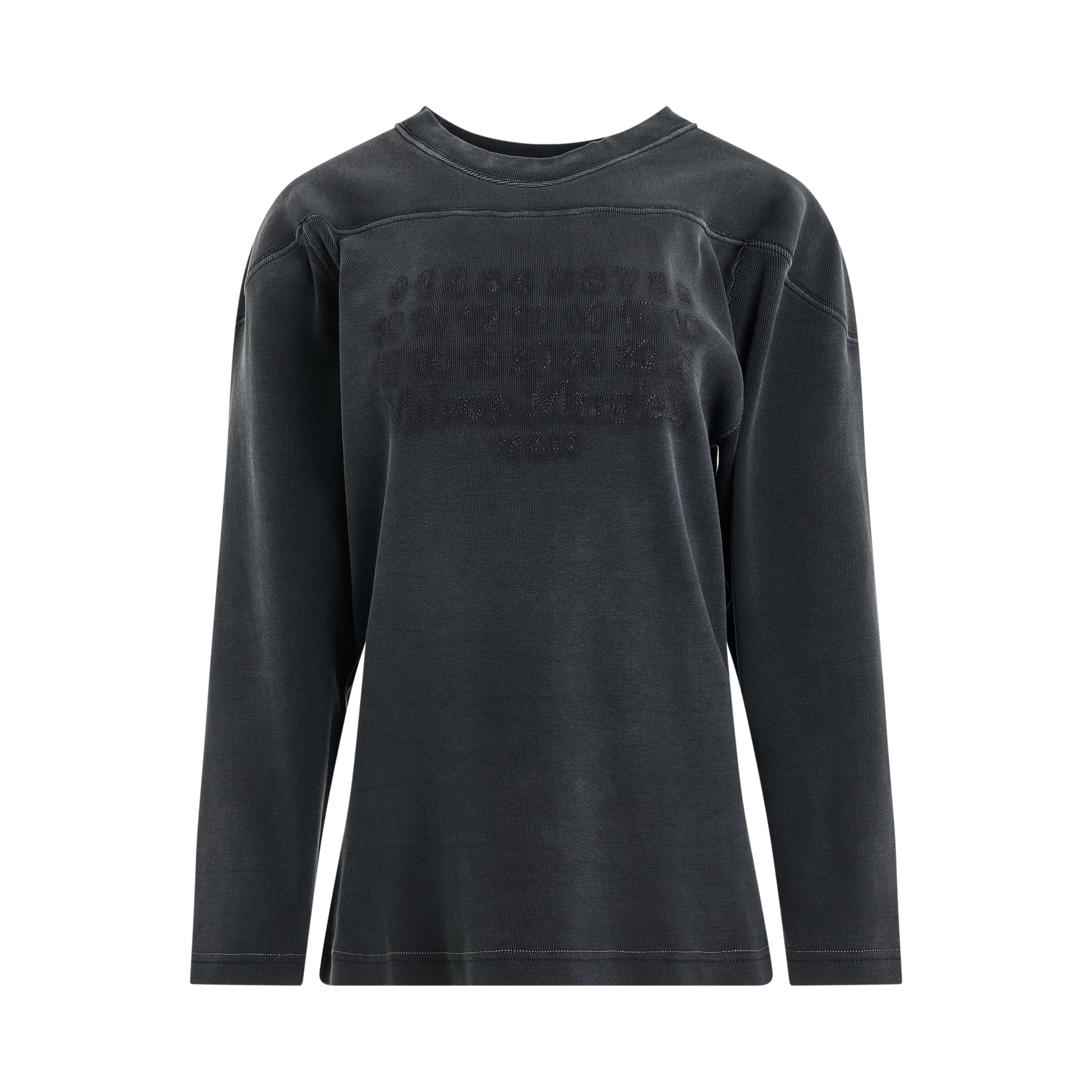 Rib Cotton Logo Sweatshirt in Black