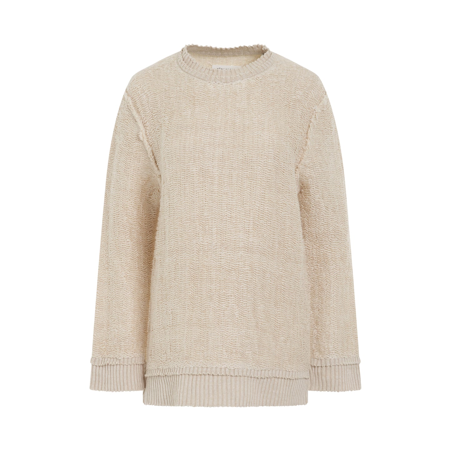 Raw Woven Oversize Knit Sweater in Beige