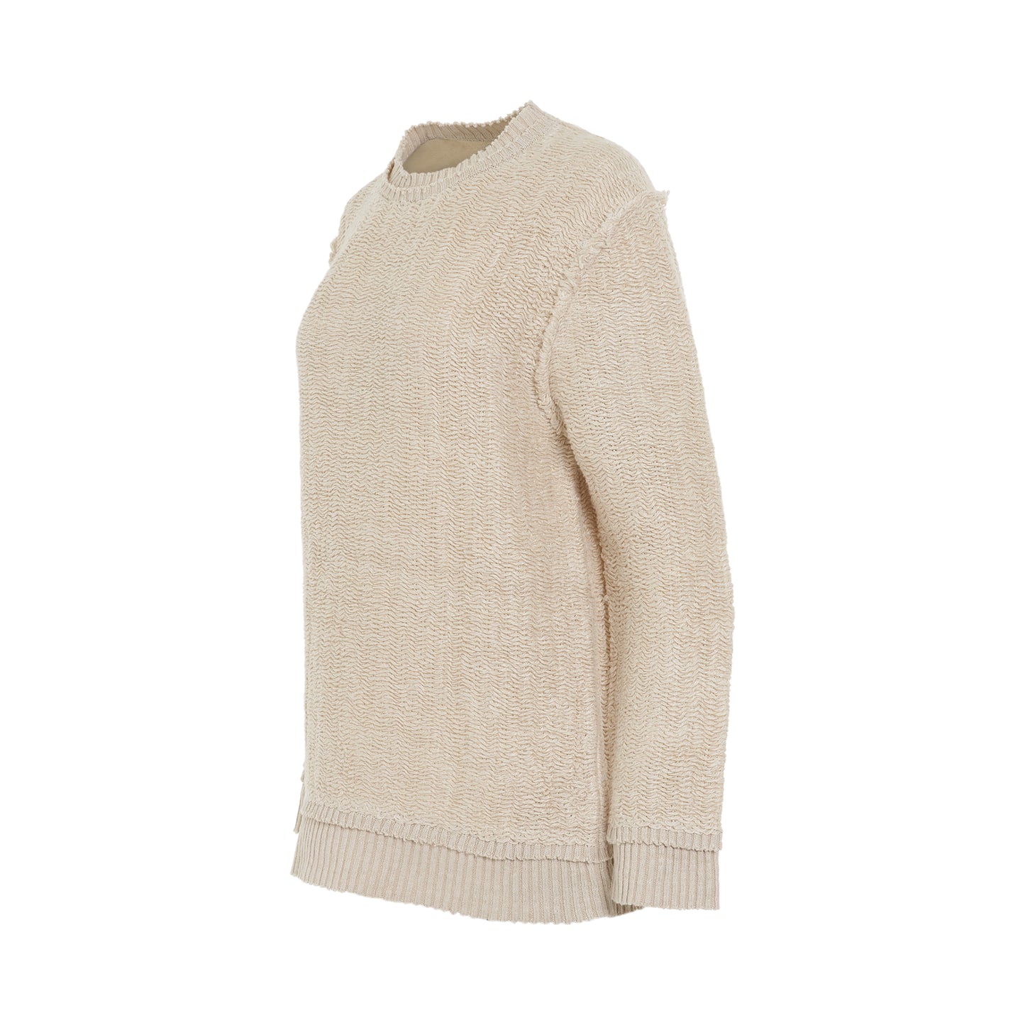 Raw Woven Oversize Knit Sweater in Beige