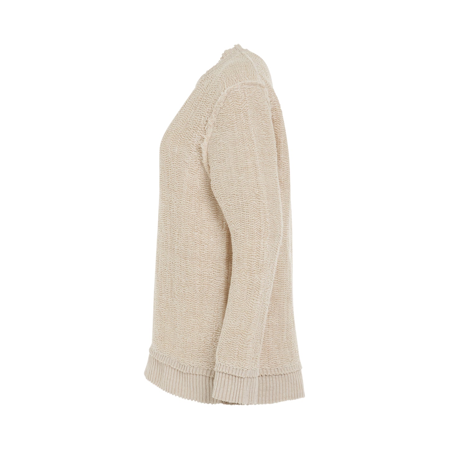 Raw Woven Oversize Knit Sweater in Beige