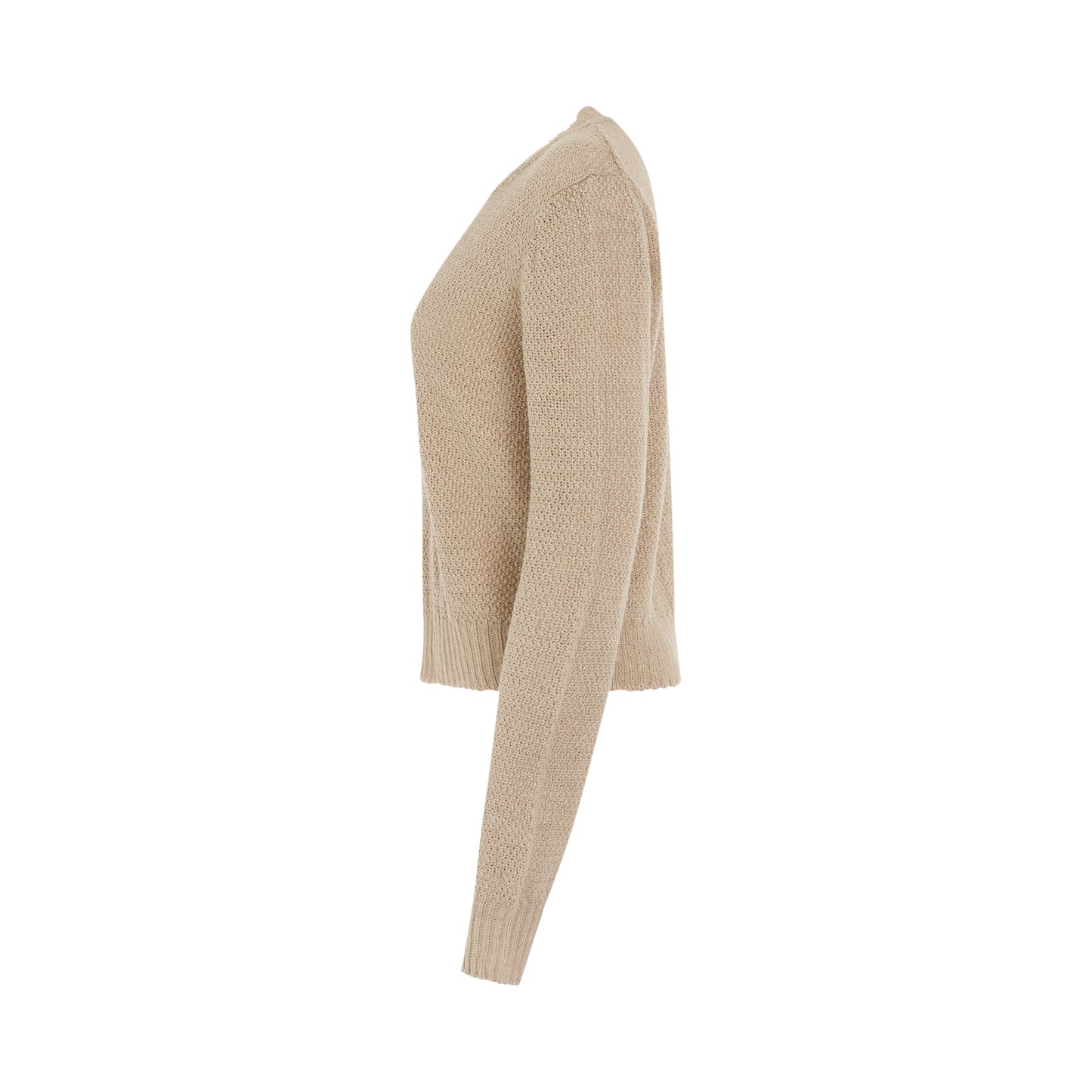 Hemp Basket Weave Knit Sweater in Beige