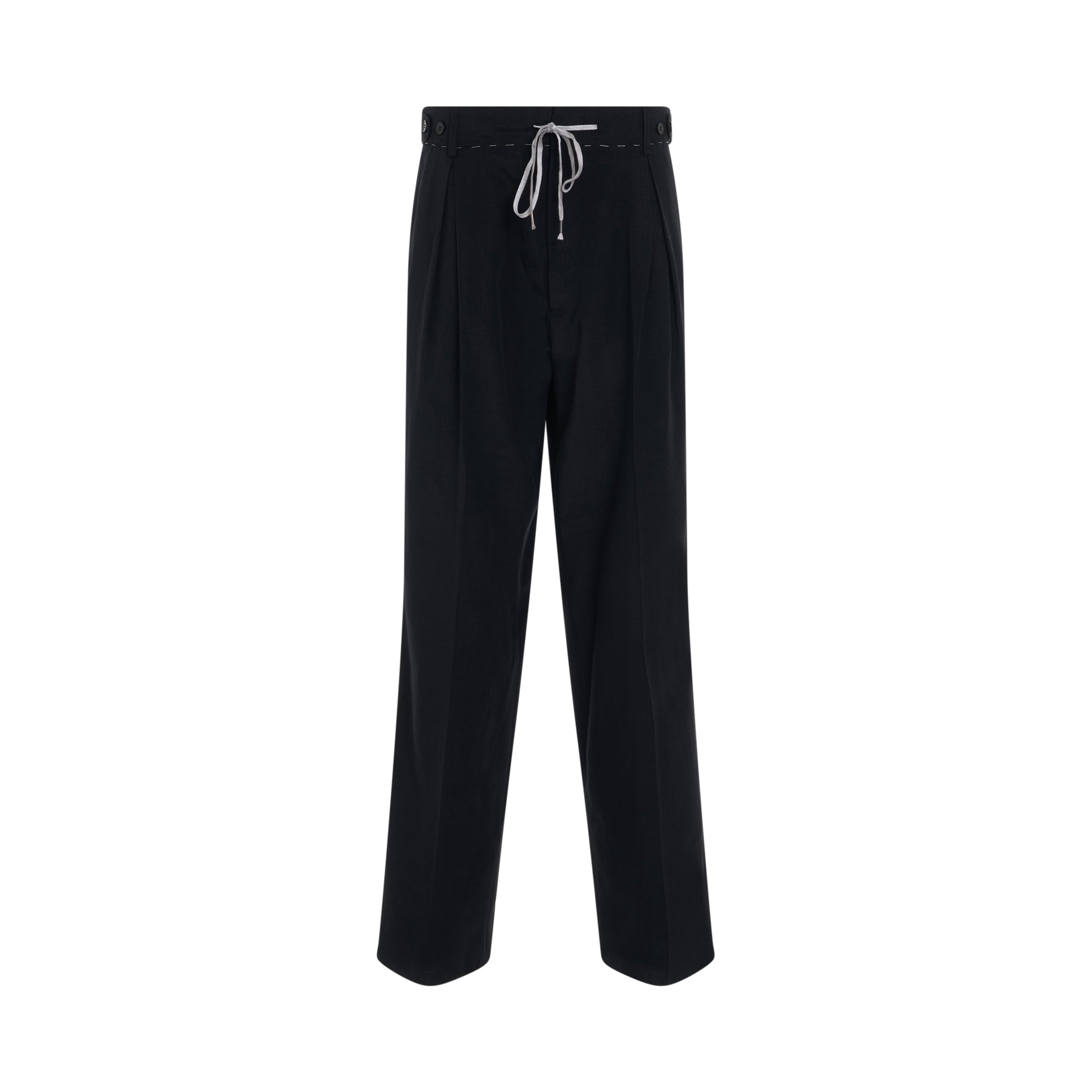 Drawstring Cotton Pants in Black