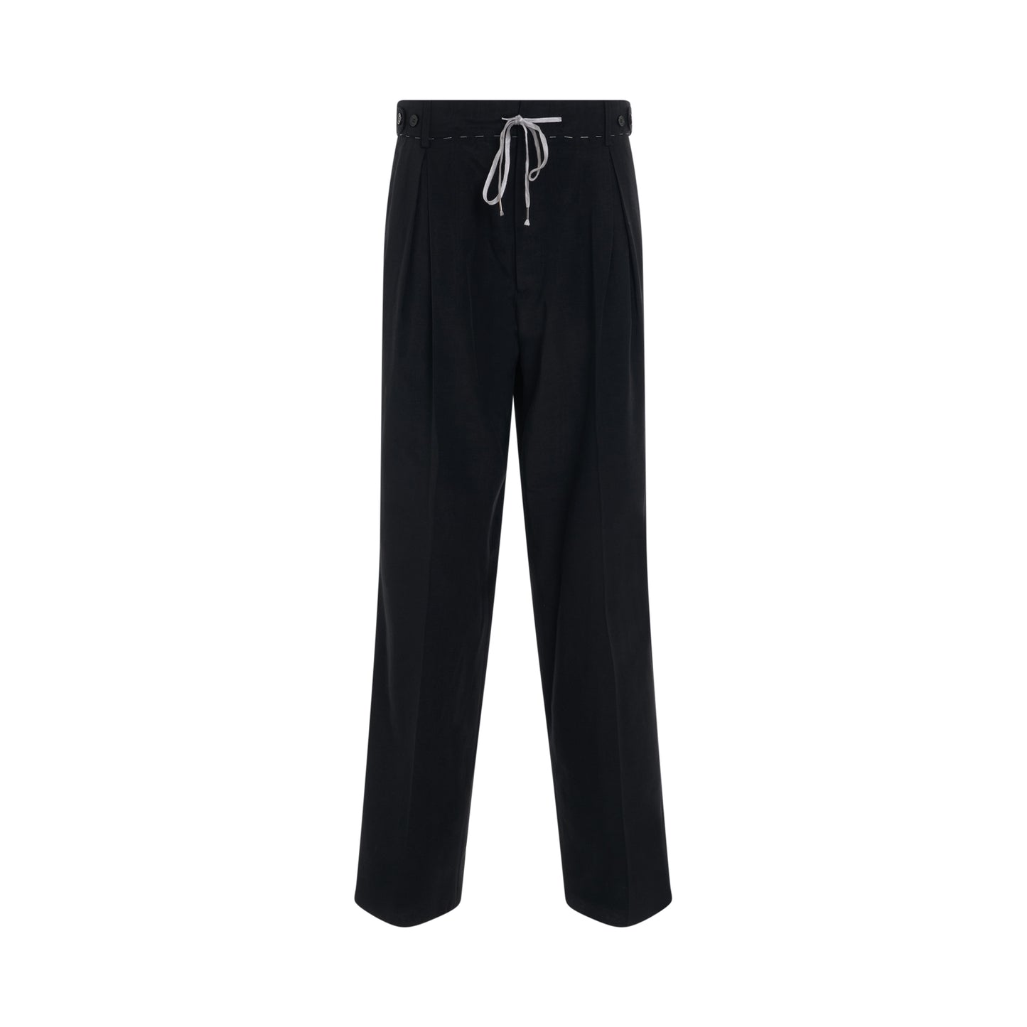 Drawstring Cotton Pants in Black