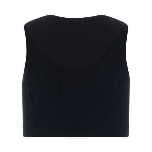 Cropped Anagram Tank Top in Black/White