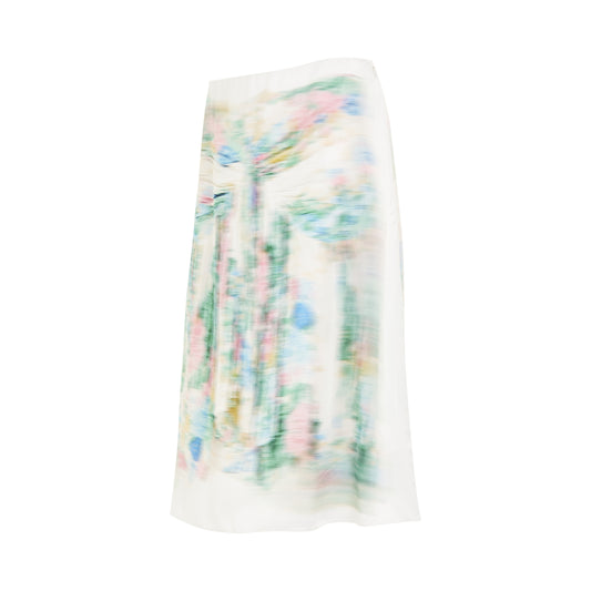 Blurred Print Skirt in White