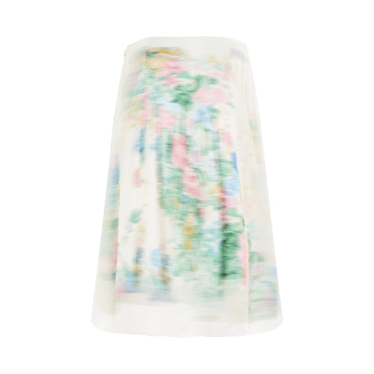 Blurred Print Skirt in White