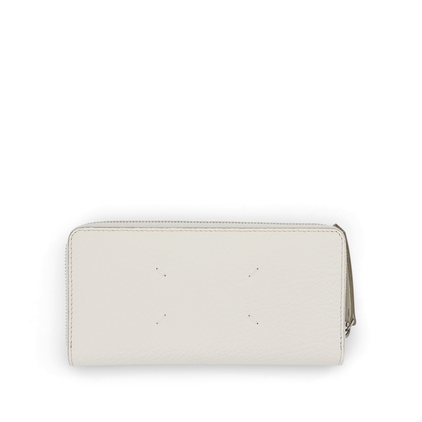 Four Stitches Zip Around Wallet in White