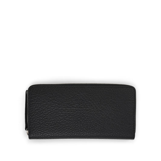 Four Stitches Zip Around Wallet in Black