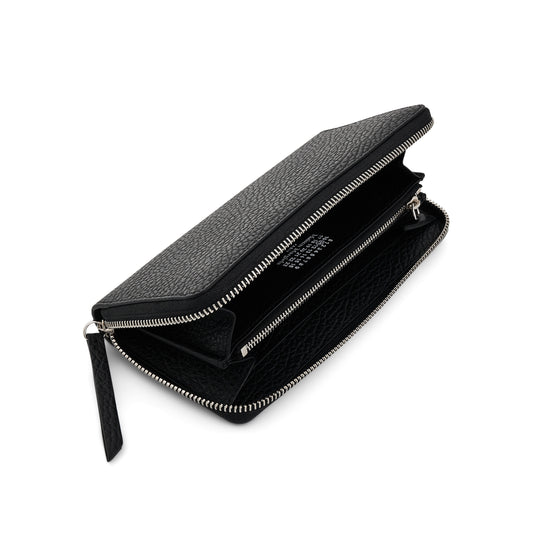 Four Stitches Zip Around Wallet in Black