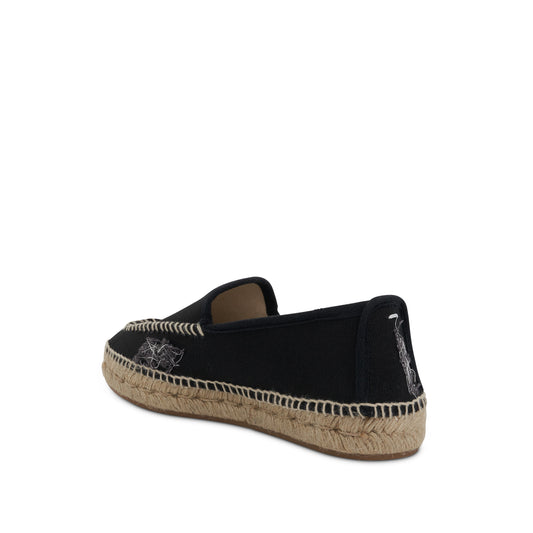 Embroidered Espadrilles in Black