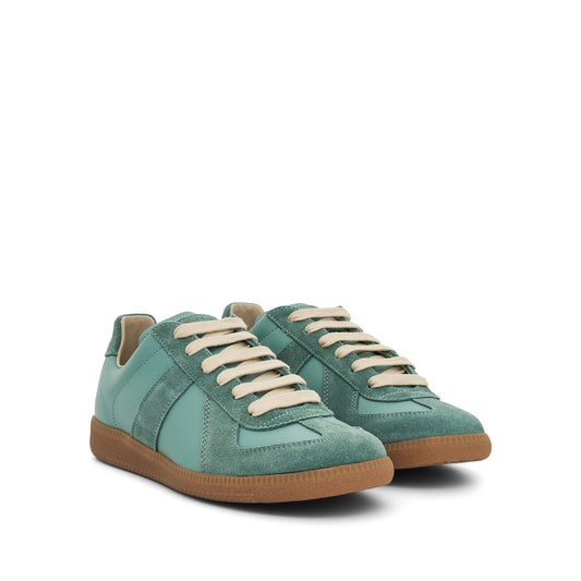 Replica Leather Sneakers in Vert D'Eau