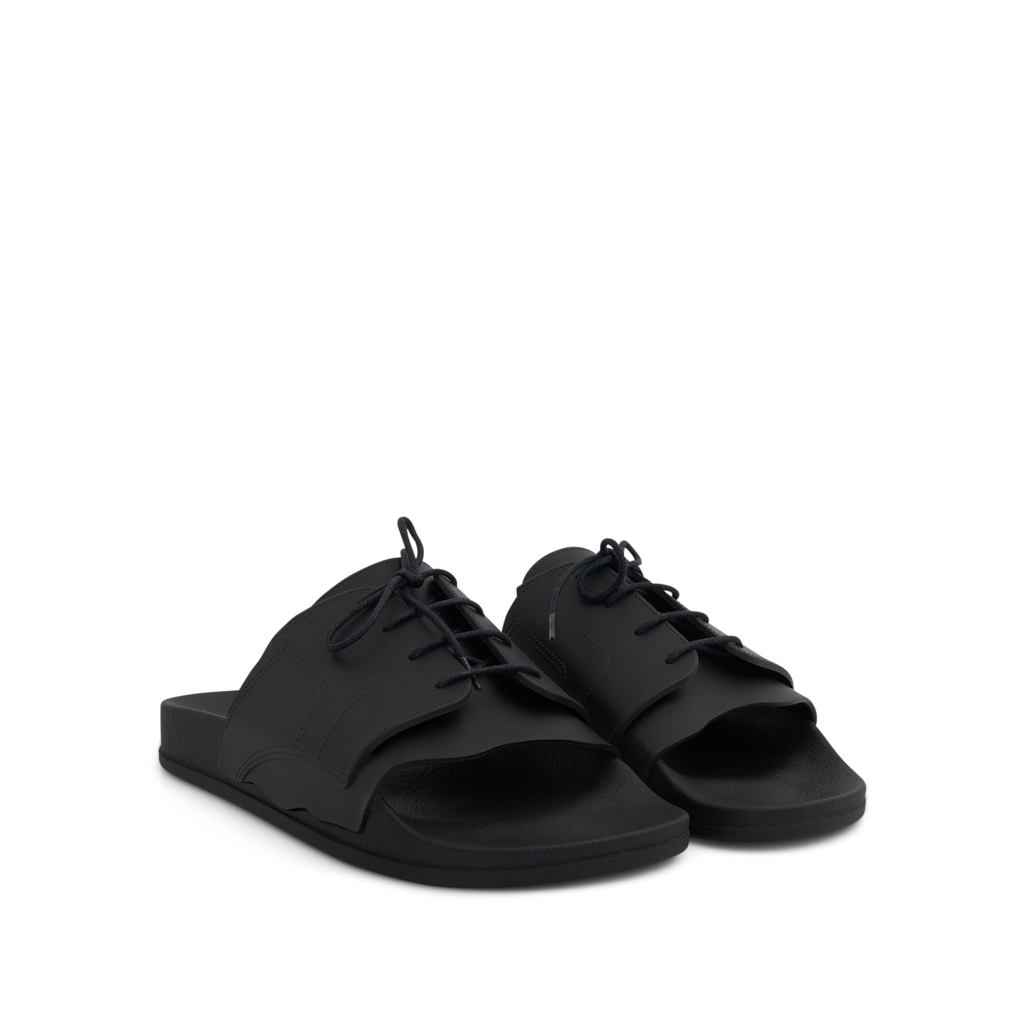 Lace Up Pool Slides in Black