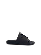 Lace Up Pool Slides in Black Side View | MAISON MARGIELA