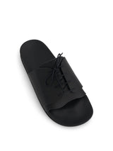 Lace Up Pool Slides in Black Back View | MAISON MARGIELA