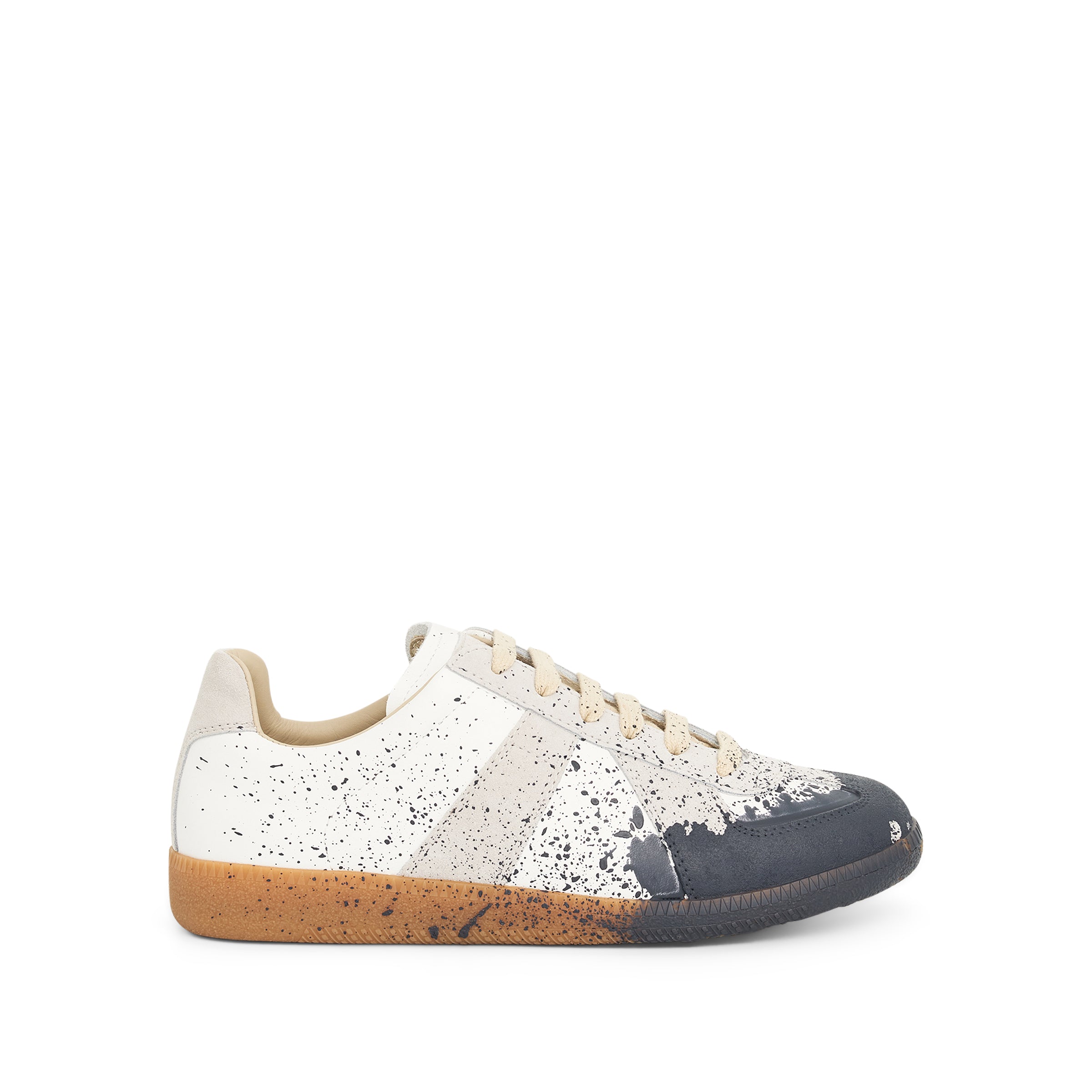 Replica Paint Splatter Sneaker in White/Pewter