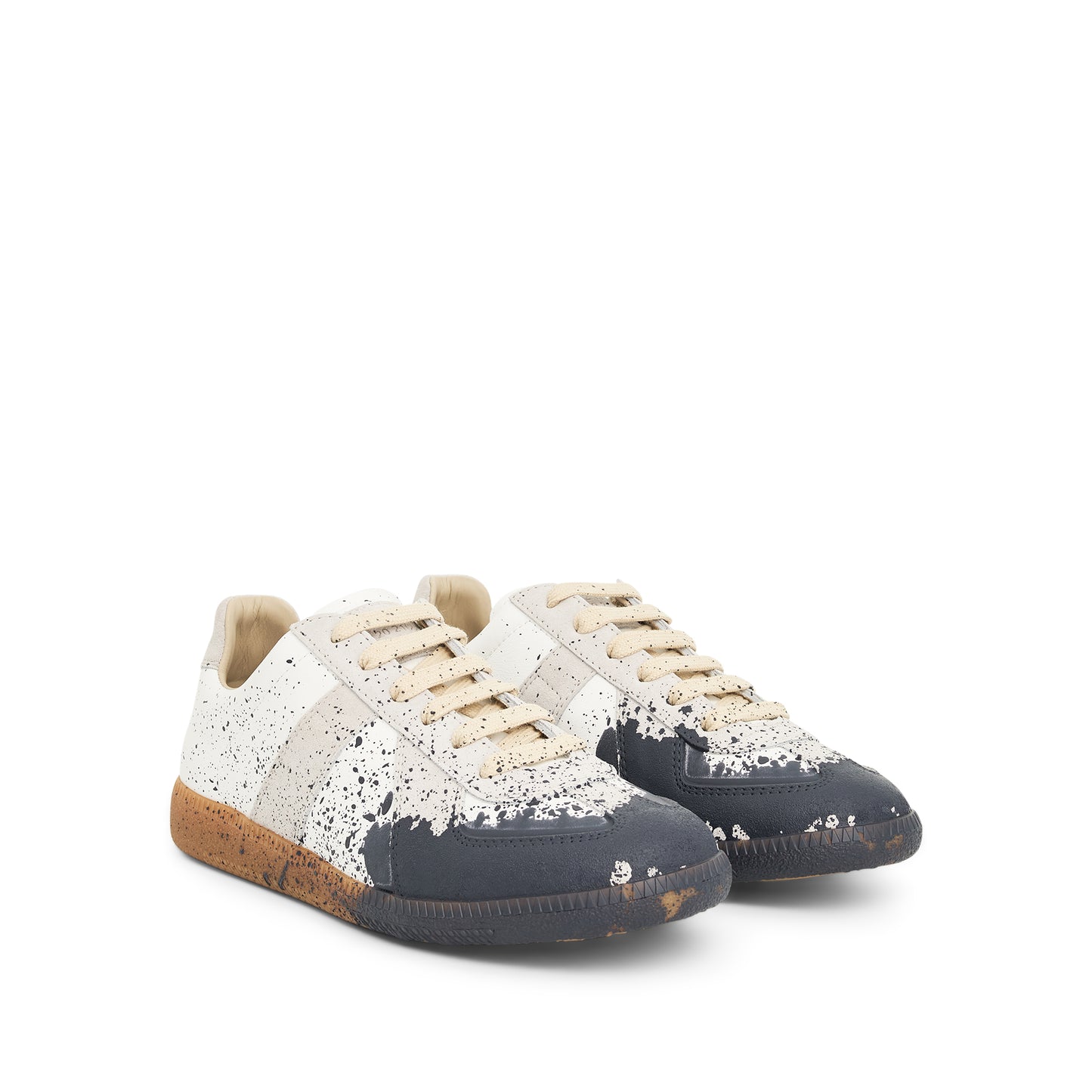 Replica Paint Splatter Sneaker in White/Pewter