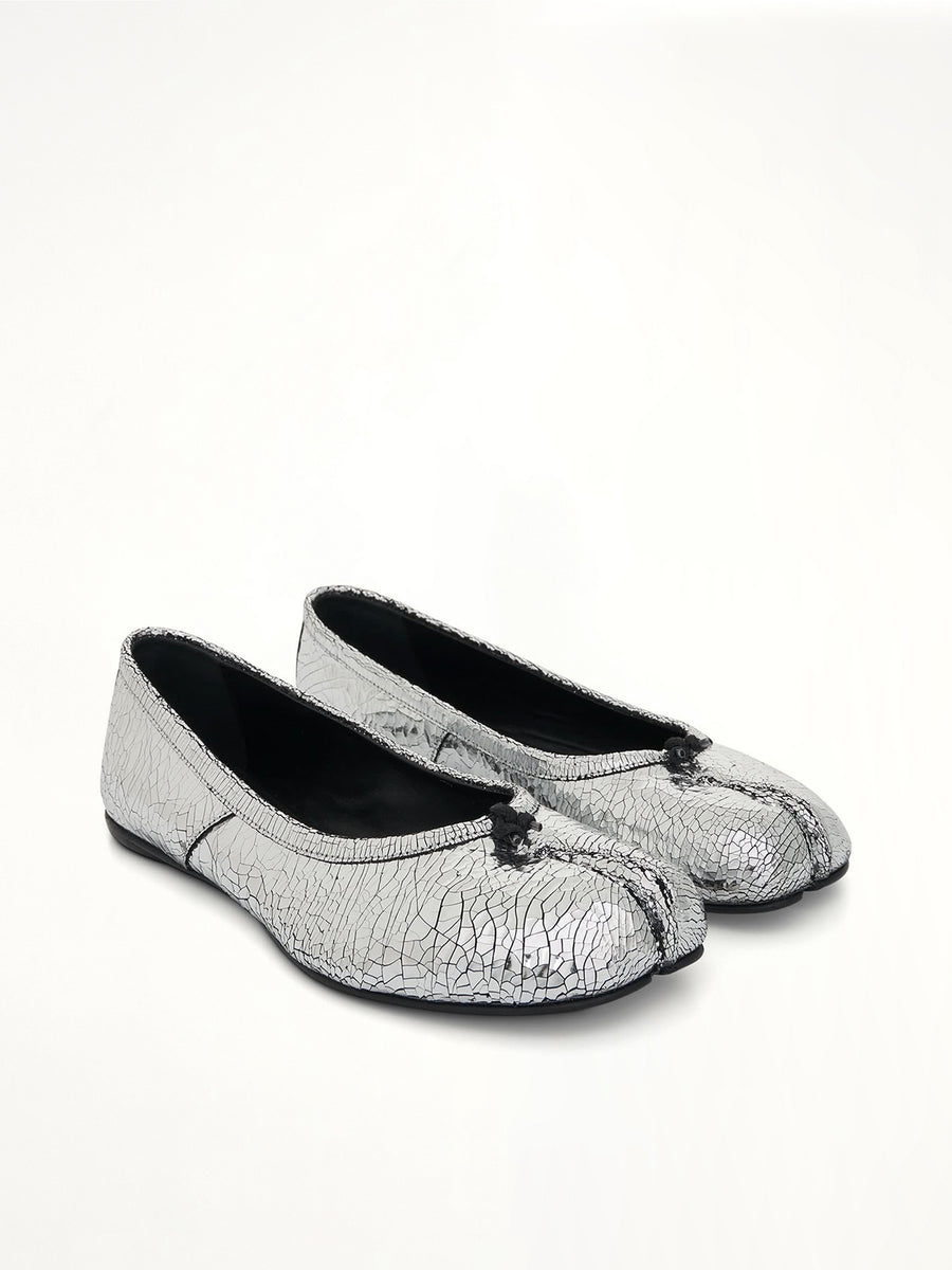 Tabi Mirror Ballerina Shoes in Silver