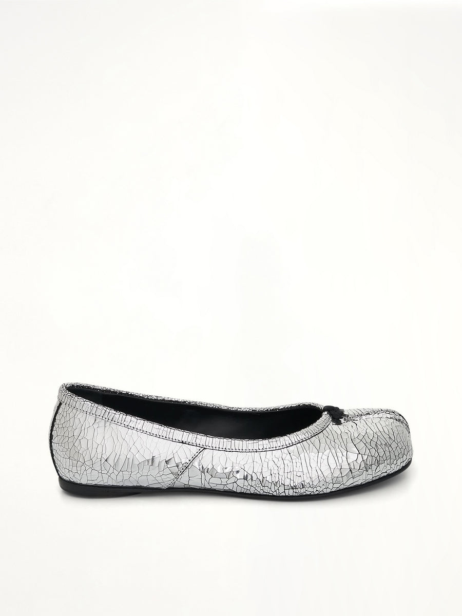 Tabi Mirror Ballerina Shoes in Silver