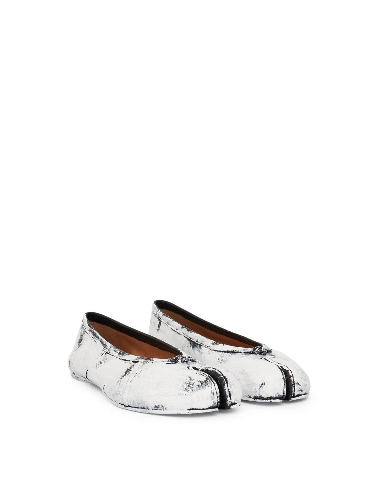 New Tabi Ballerina Shoes in Black/White Front View | MAISON MARGIELA