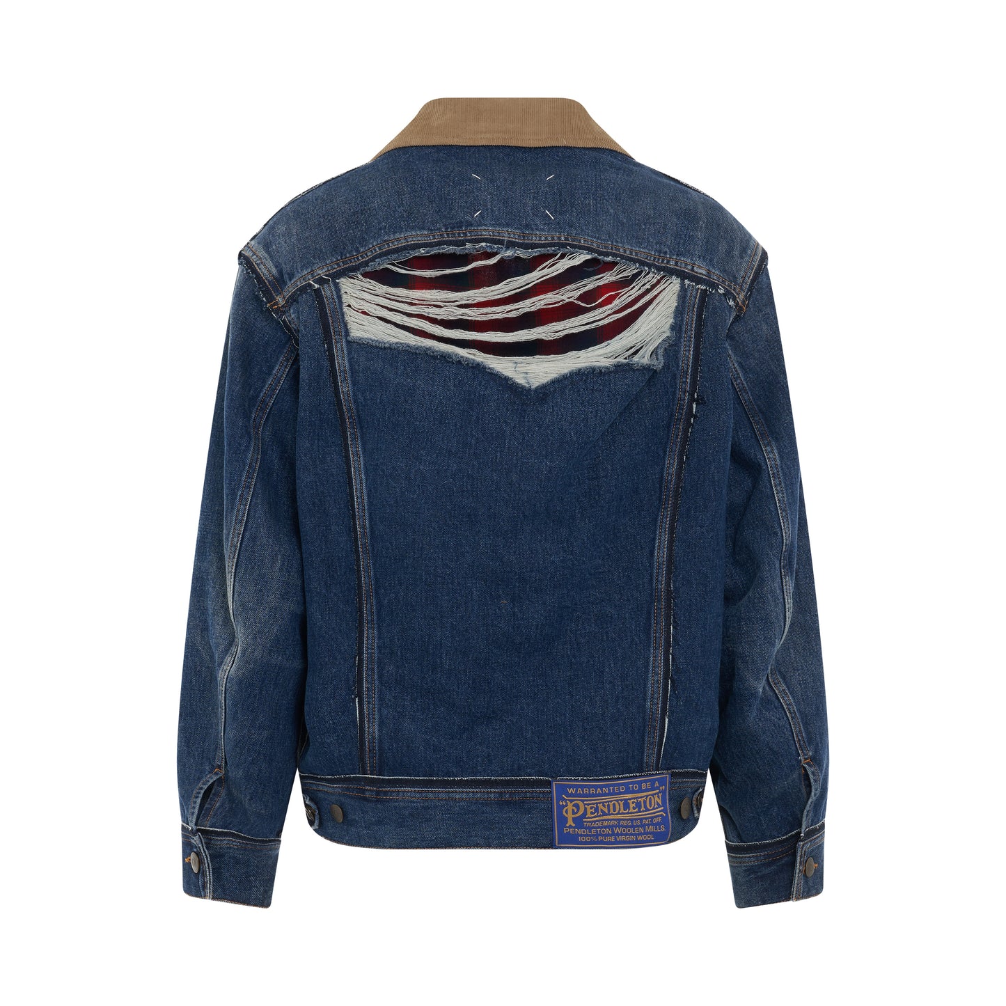 Deconstruction Cut-Out Denim Jacket in Indigo