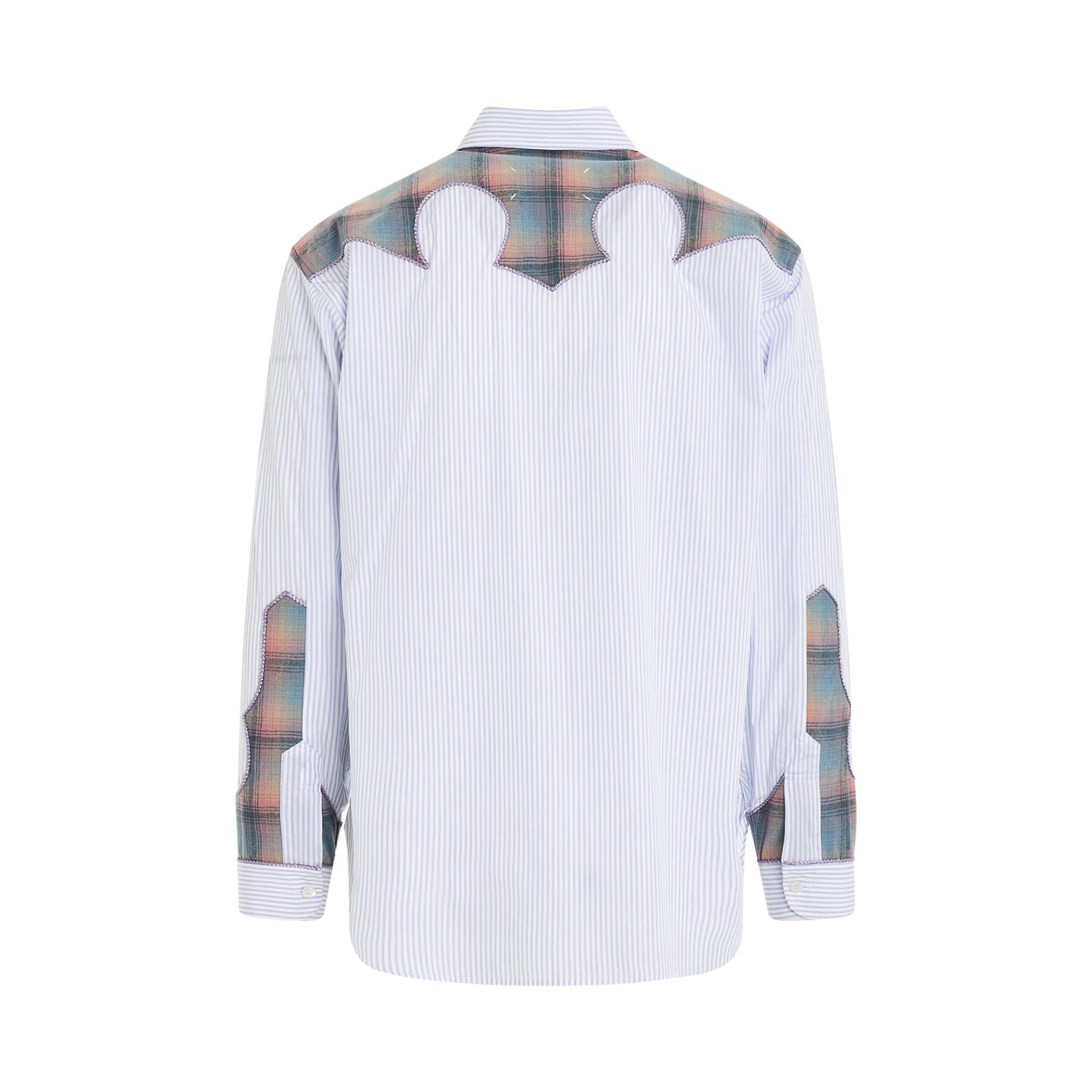 Long Sleeve Shirt with Cut-Out Detail in Blue/Pink