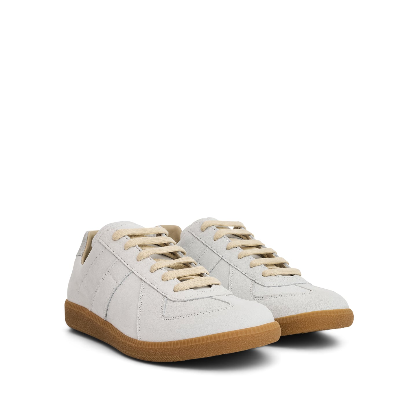 Replica Leather Sneakers in Light Grey