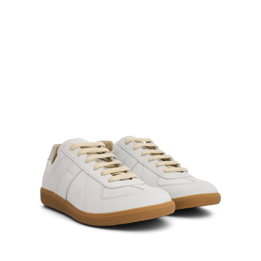 Replica Leather Sneaker in Light Grey