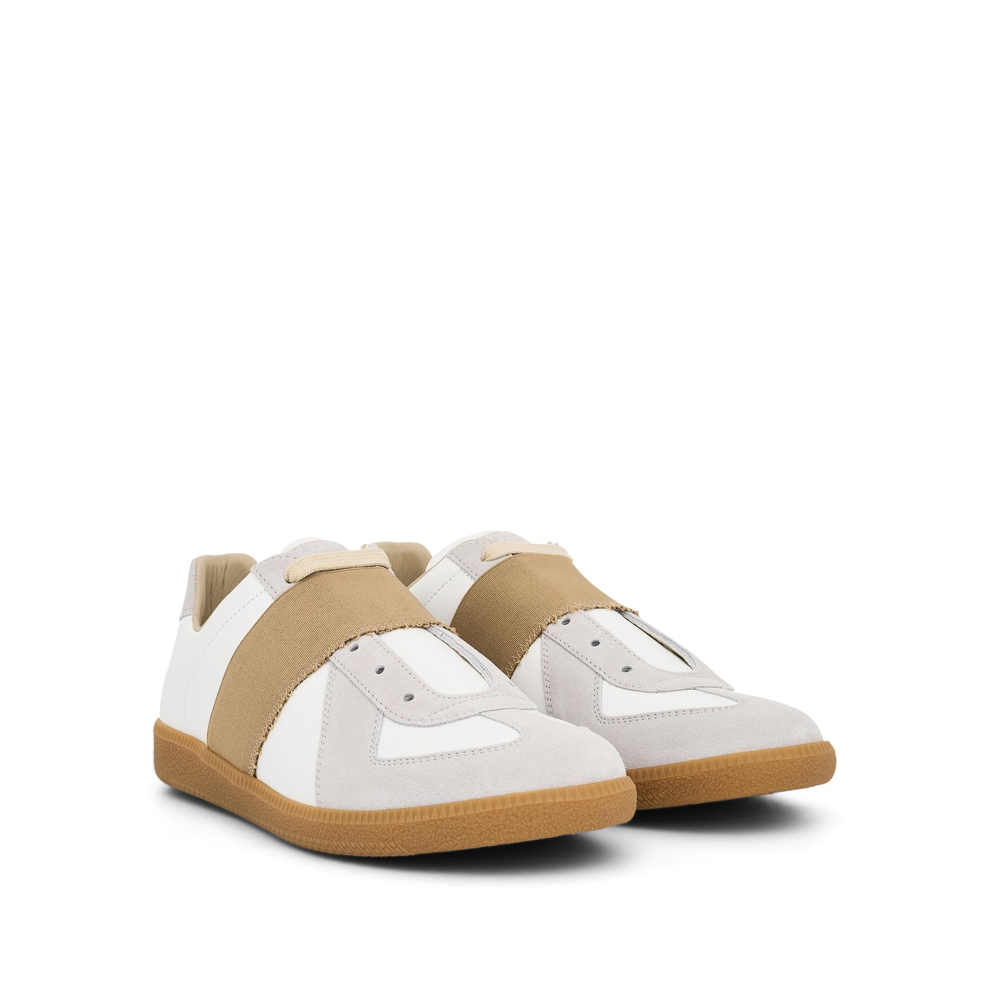 Replica Sneakers with Elastic Band in White/Nude