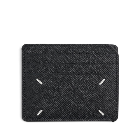 Four Stitches Leather Card Holder in Black