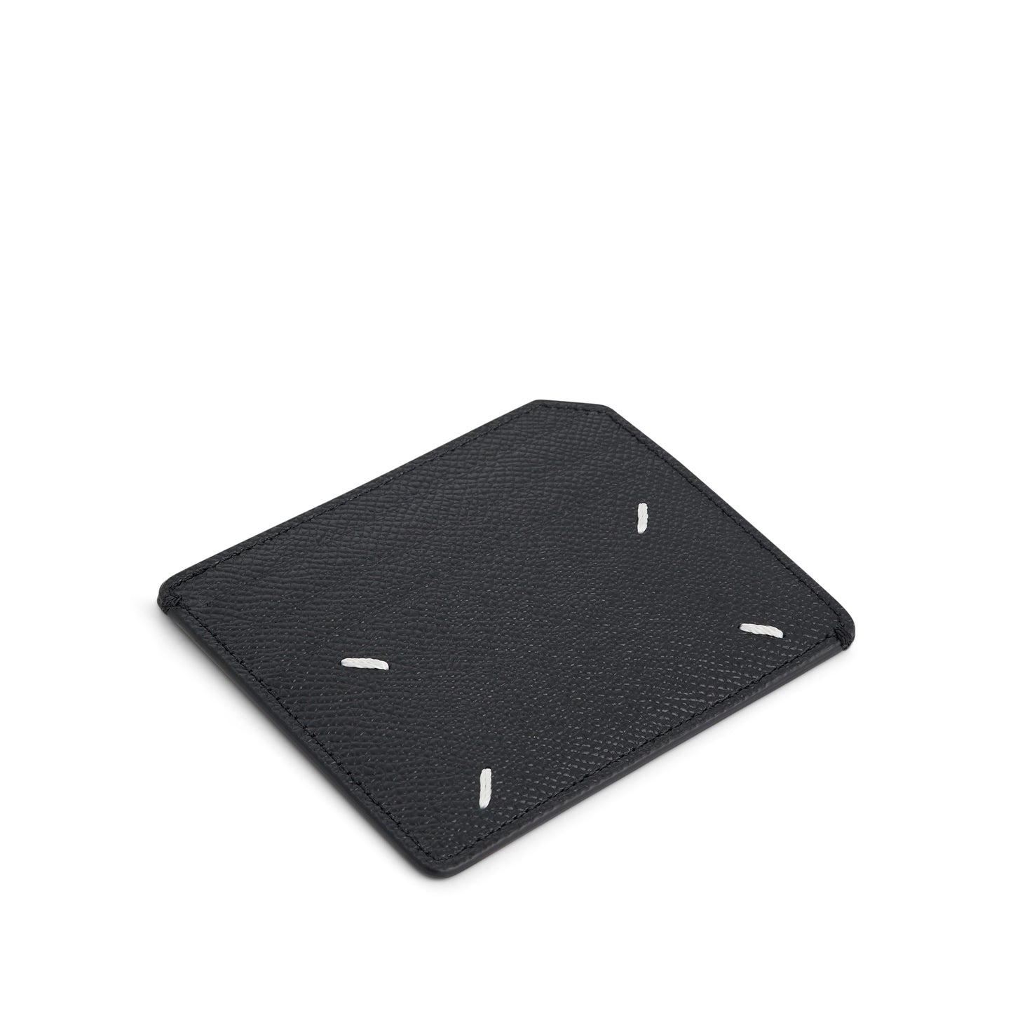 Four Stitches Leather Card Holder in Black