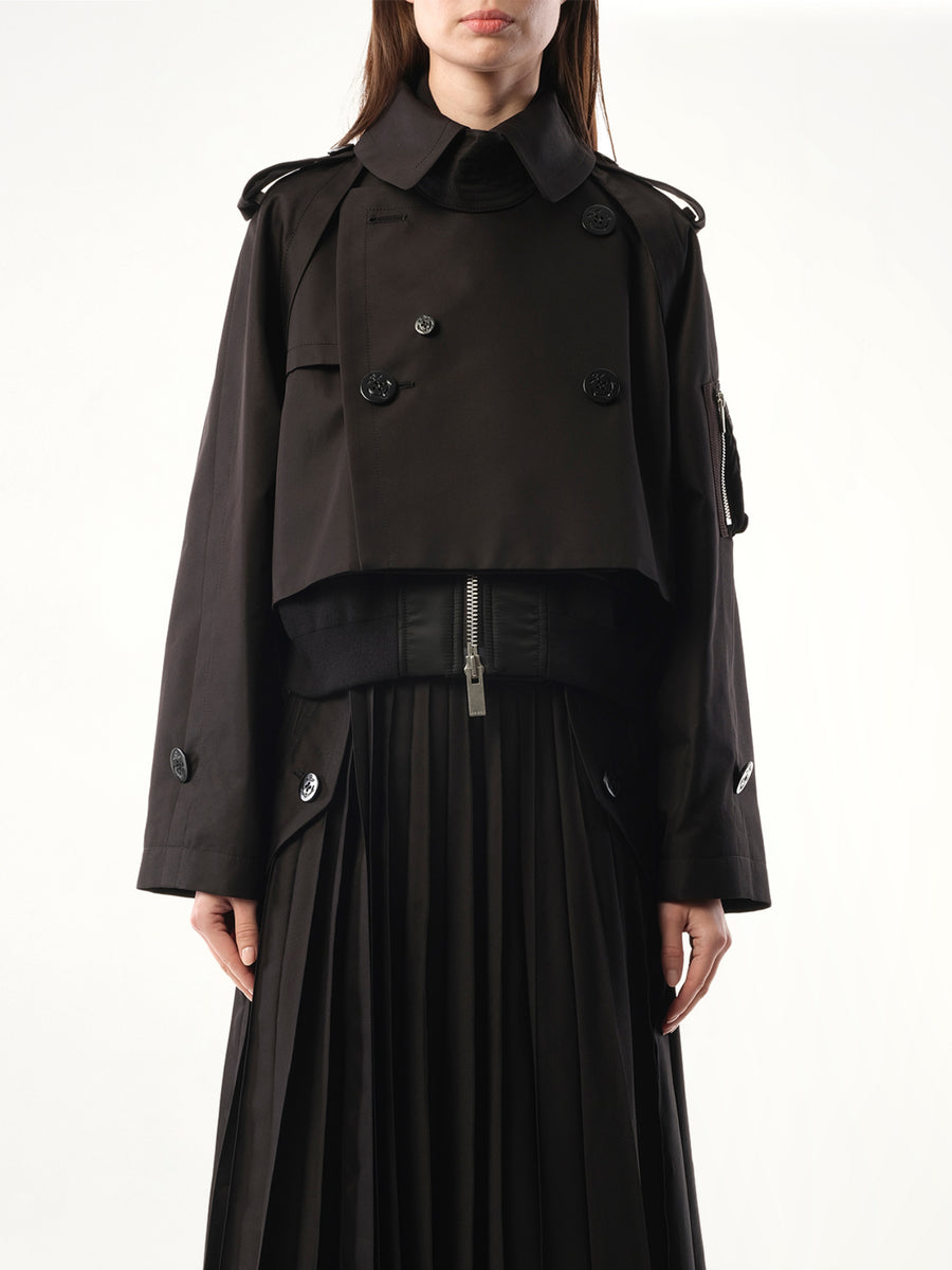 Cotton Gabardine x Nylon Twill Blouson in Black