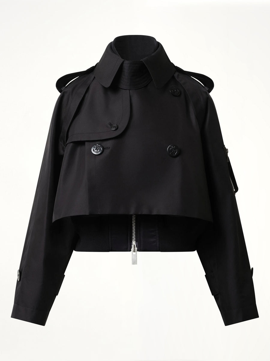 Cotton Gabardine x Nylon Twill Blouson in Black