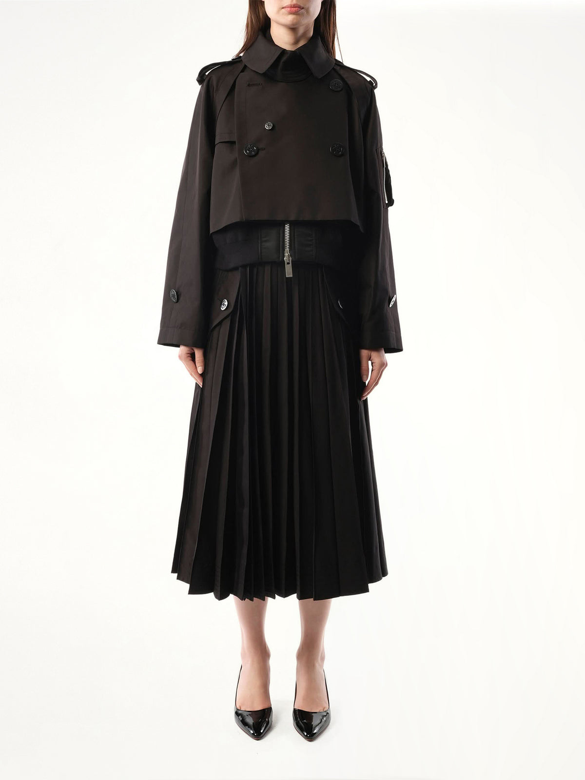 Cotton Gabardine x Nylon Twill Blouson in Black
