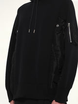Sponge Sweat x Nylon Twill Hoodie in Black