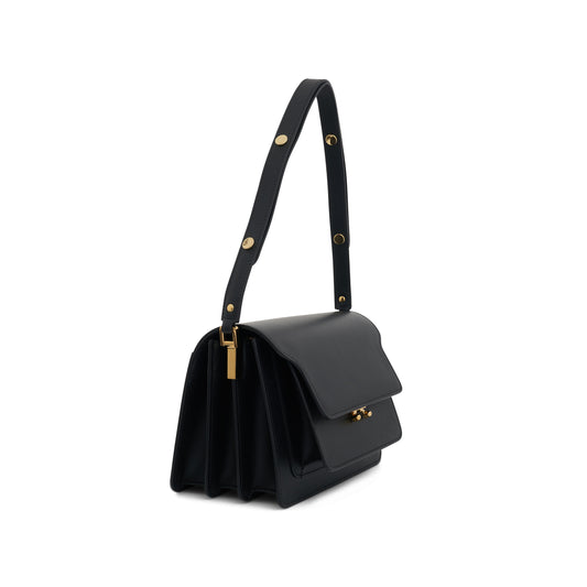 Trunk Medium Leather Bag in Black