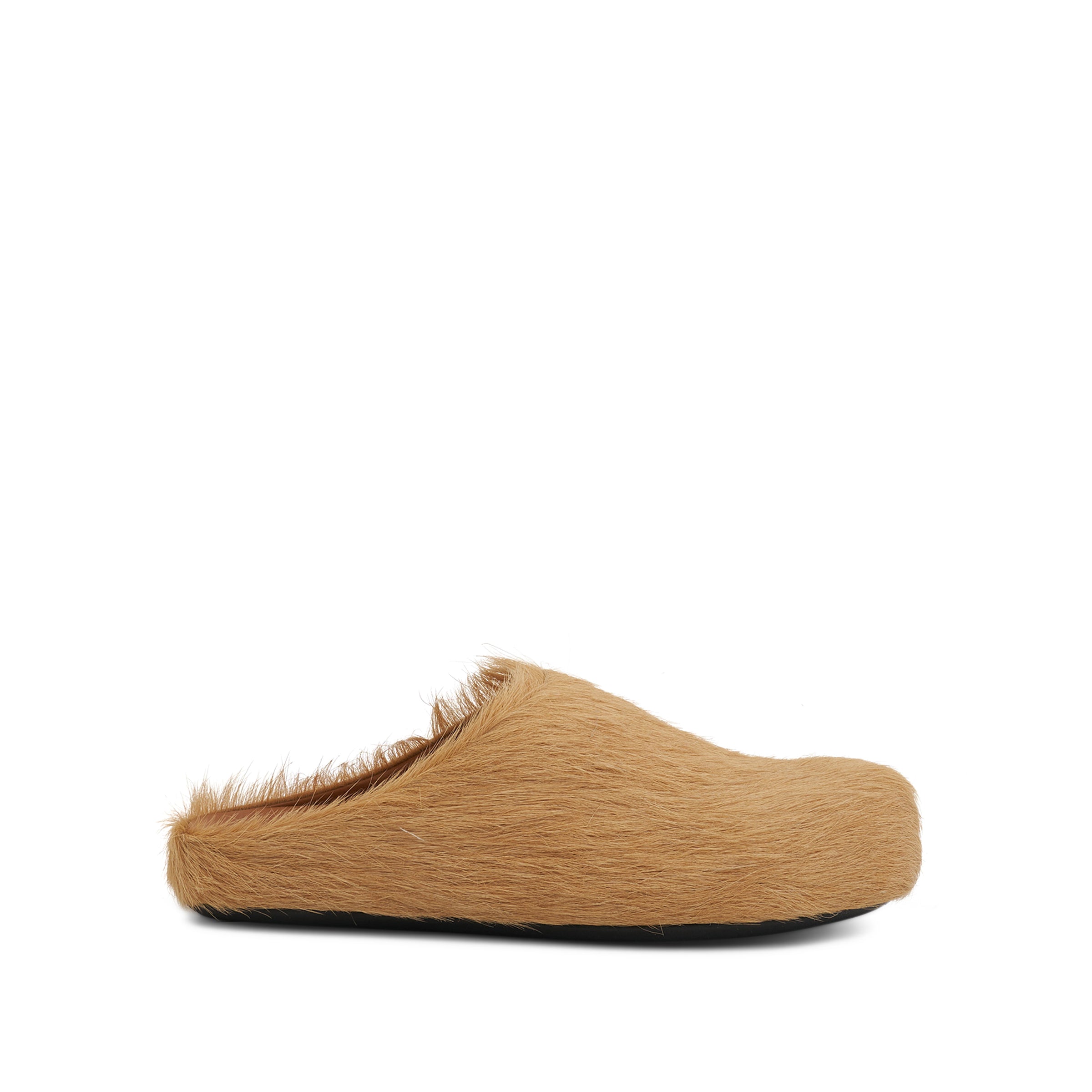 Fussbett Long Hair Calfskin Sabot in Hazelnut