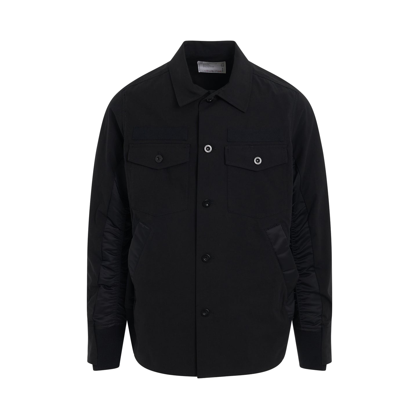 Cotton Oxford x Nylon Twill Shirt in Black