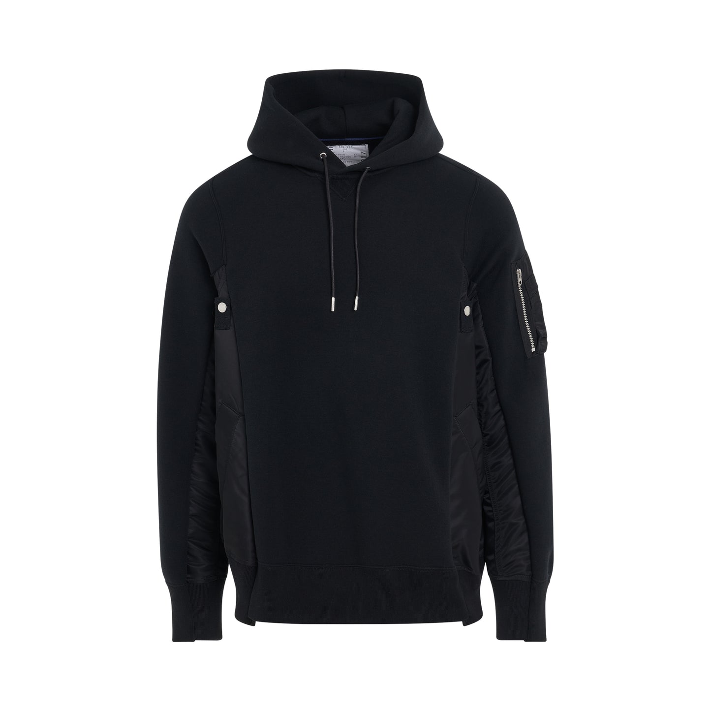 Sponge Sweat x Nylon Twill Panelled Hoodie in Black