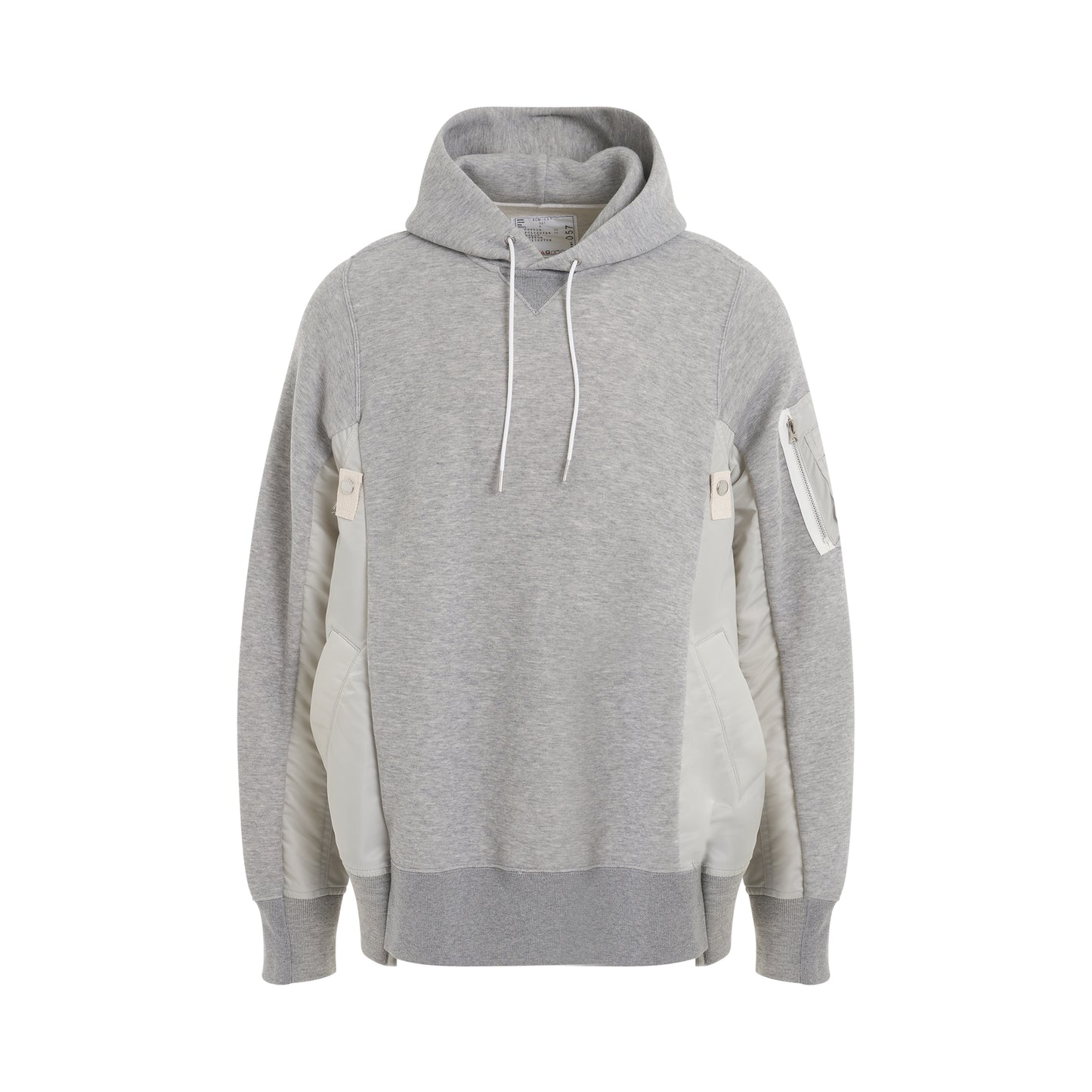 Sponge Sweat x Nylon Twill Panelled Hoodie in Light Grey